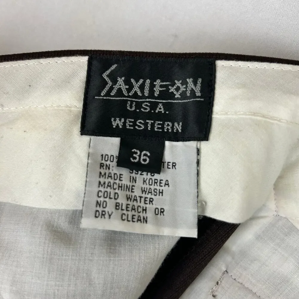 Saxifon Western Faux Ostrich Leather Suit Jacket Pants Brown/Ivory Men's 42/36